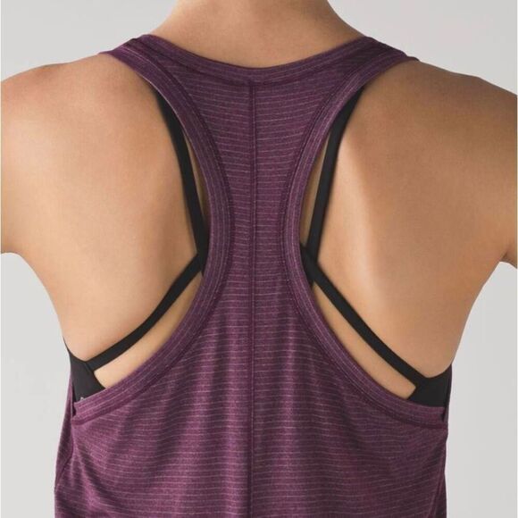 LULULEMON ATHLETICA Tie It Up Singlet In Heathered Plum Size 6 - Picture 3 of 6